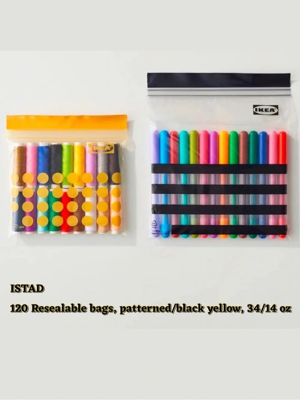 2 Boxes Reusable Storage Bags - Yellow & Black